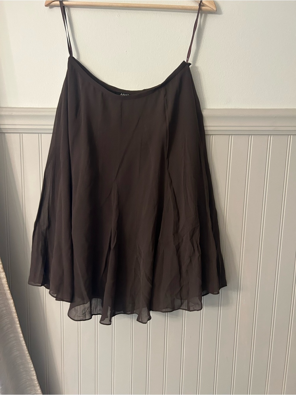 ⭐️ NEW Anne Klein New York Size 4 Dark Brown 100% Silk Chiffon Skirt